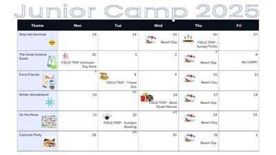 Junior Camp Calendar 2025
