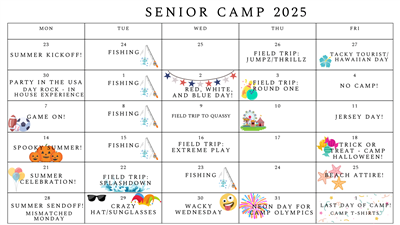 Senior Camp Calendar 2025